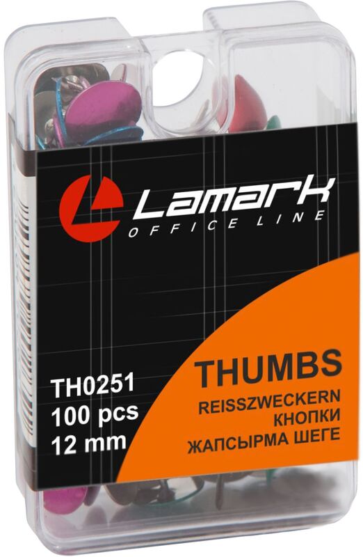 Кнопки 100 шт 12мм Lamark цветные в пласт боксе