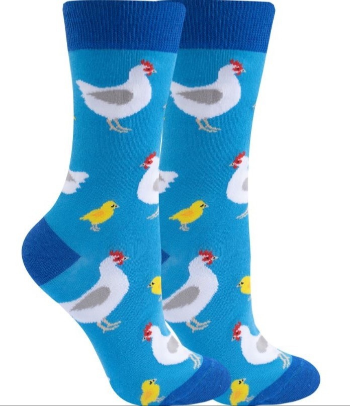 Сувенир Носки женские высокие цветные Krumpy Socks Cute Animals Куры р.35-40 СКИДКА 10%