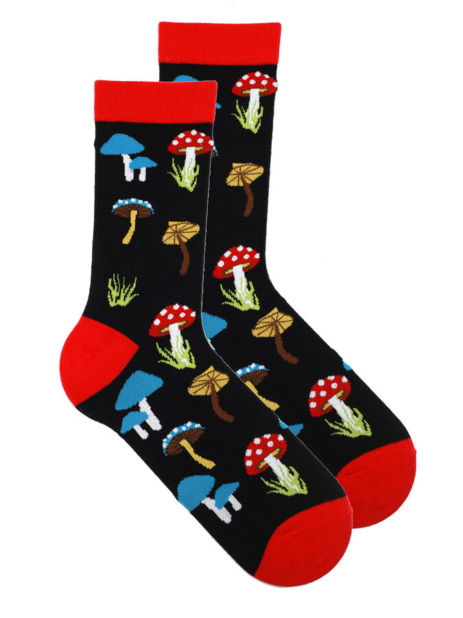 Сувенир Носки мужские черные Krumpy Socks Ideas Грибы р.40-45 СКИДКА 10%