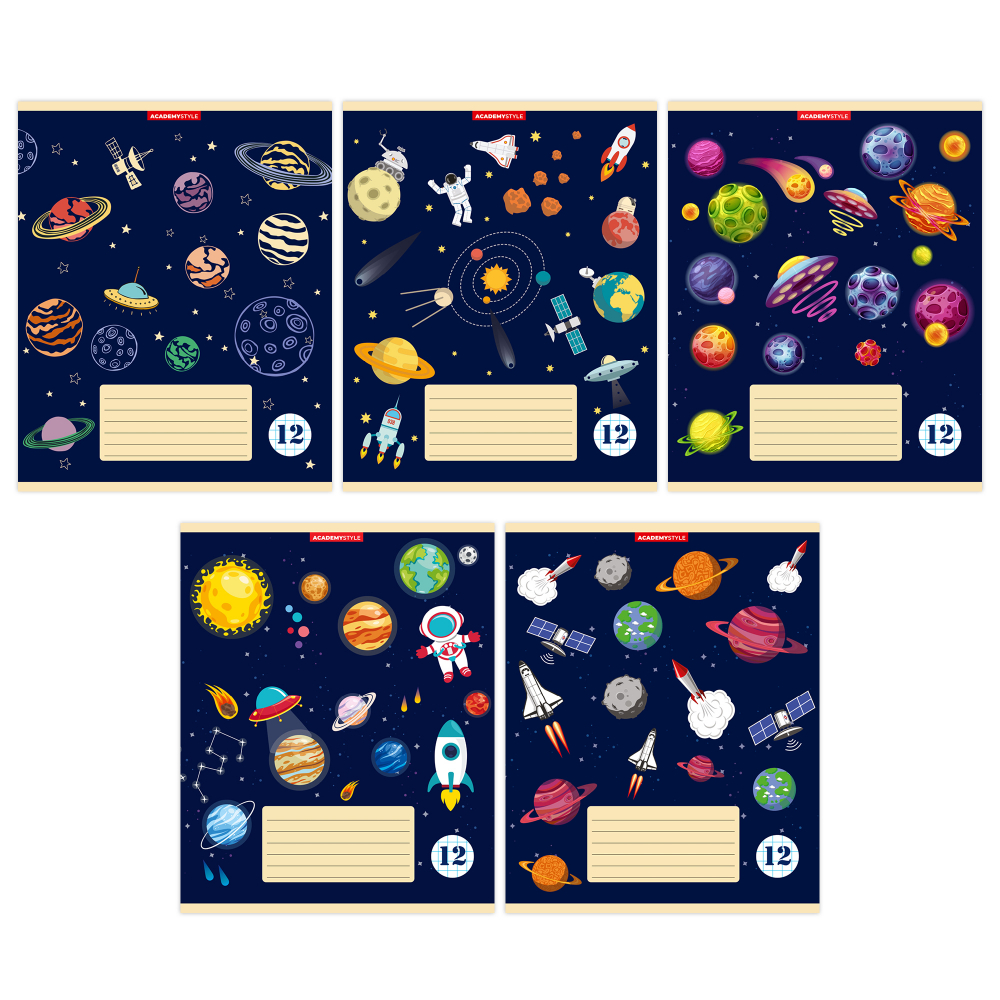 Тетрадь 12л клетка Яркие планеты