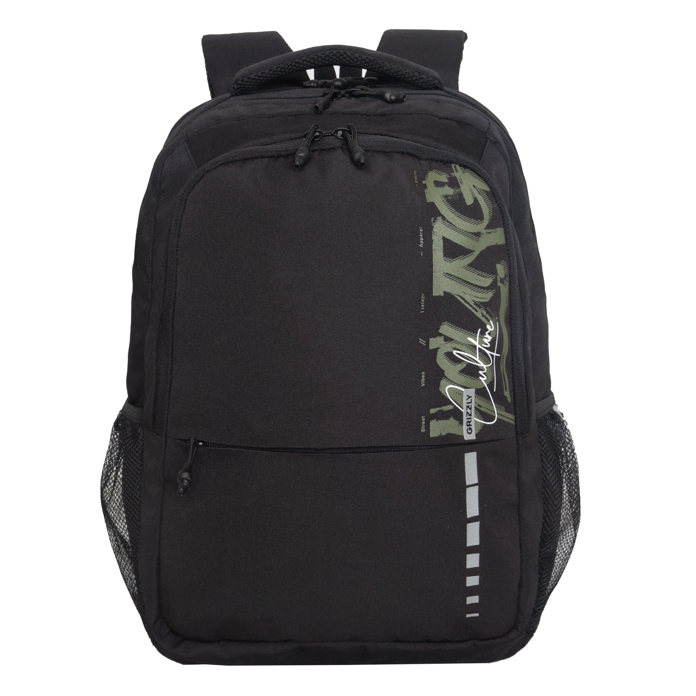 Рюкзак эргономич. Grizzly черный-оливковый