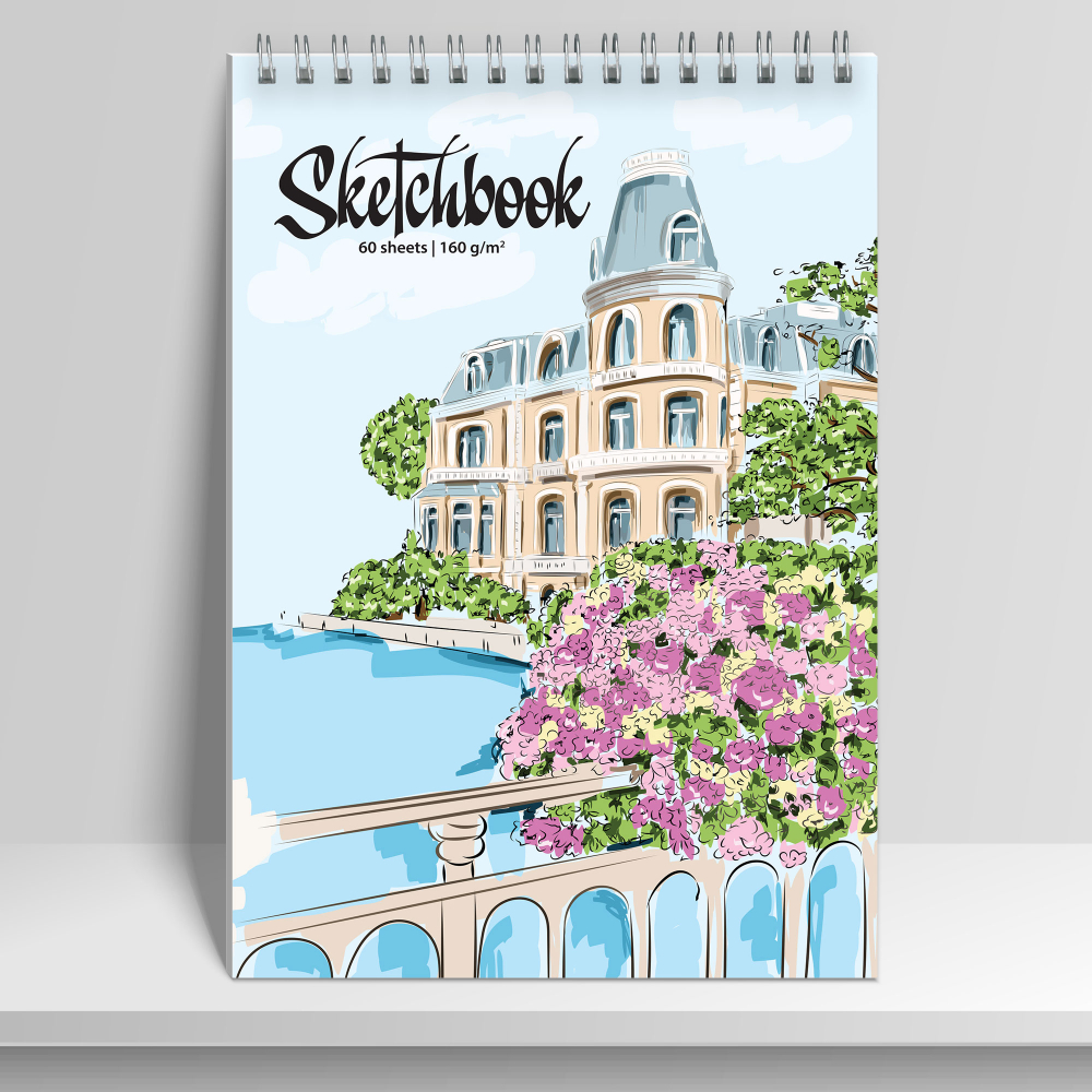 Скетчбук 165*235мм 60л  Домик в цветах