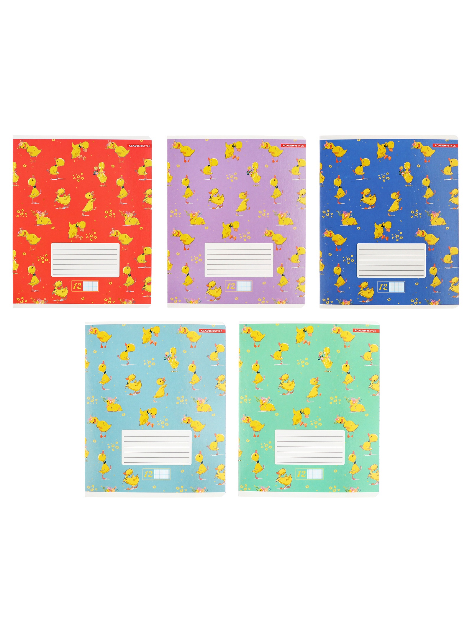 Тетрадь 12л клетка Забавные утята 5цв