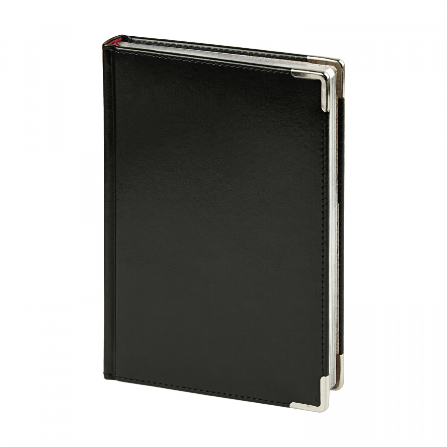 Ежедневник А5 Sidney Nebraska черный сереб уголки, сереб обрез