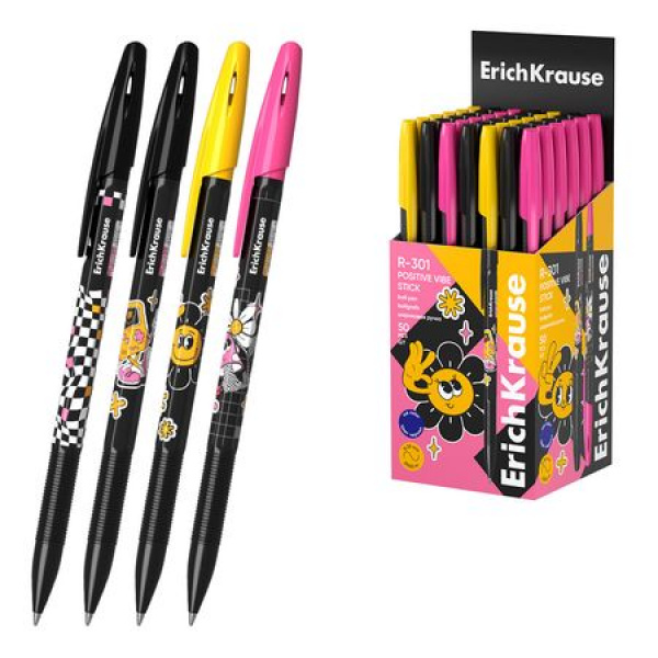 Ручка шариковая синяя EK R-301 Stick Positive Vibe 0.7мм