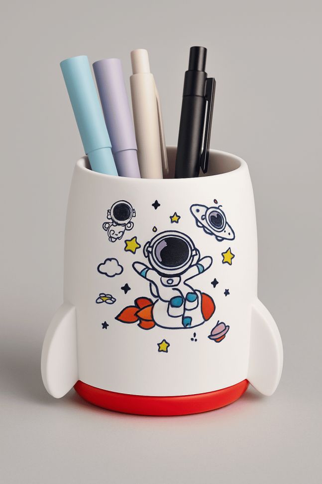 Подставка д/пиш. принадл. Стакан Rocket, white 10.5*10*7 см