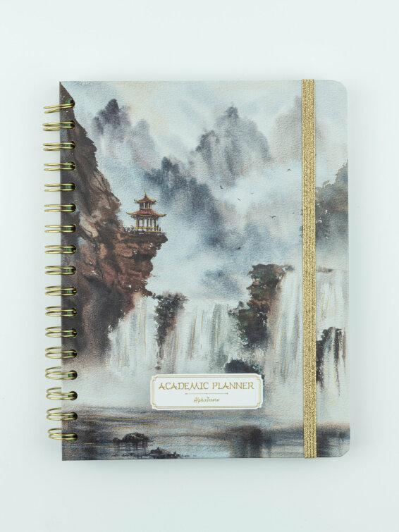 Тетрадь А5 тв 89л лин спир Восточные пейзажи на резинке