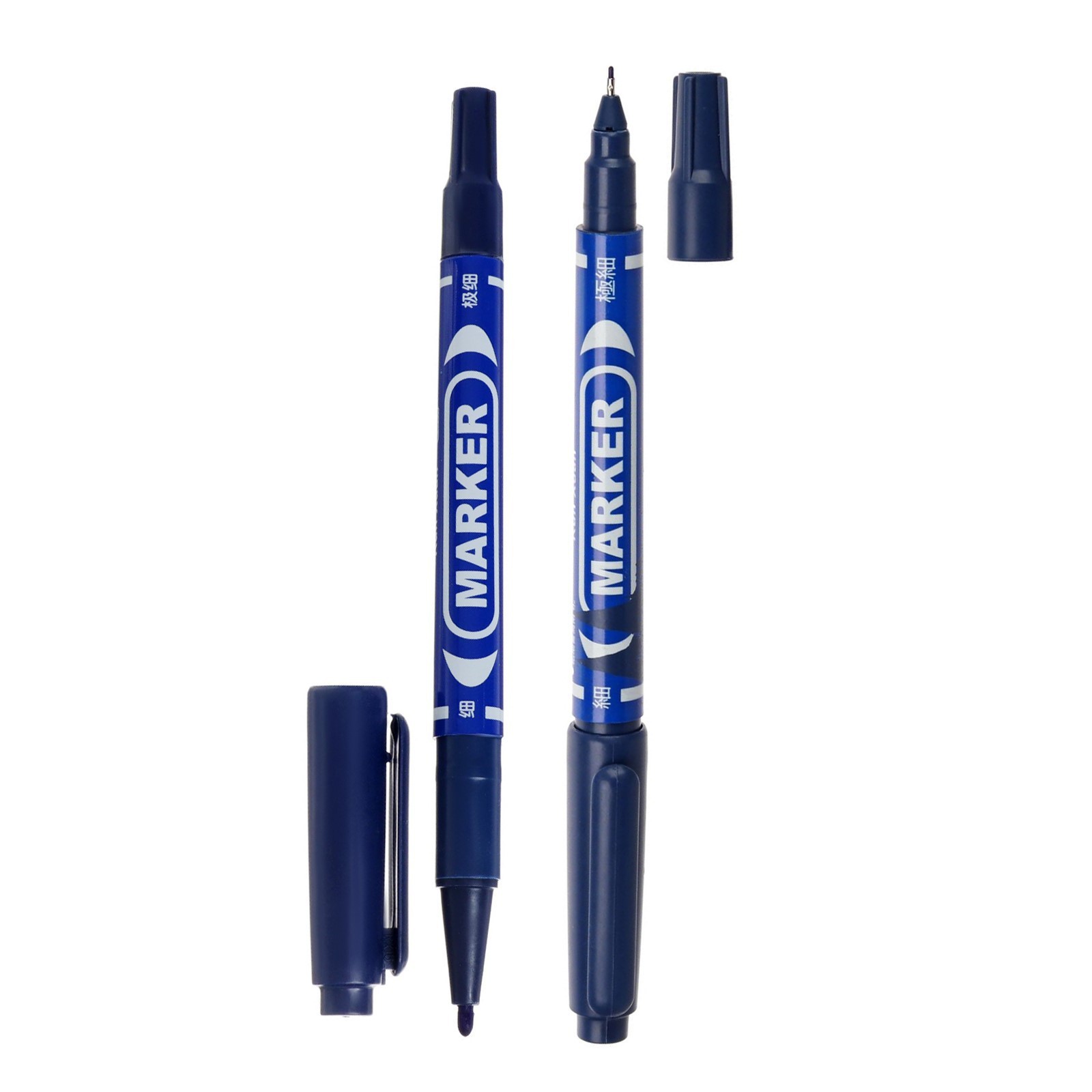 Маркер перм. синий Calligrata, двухсторонний, круглый, 2 мм