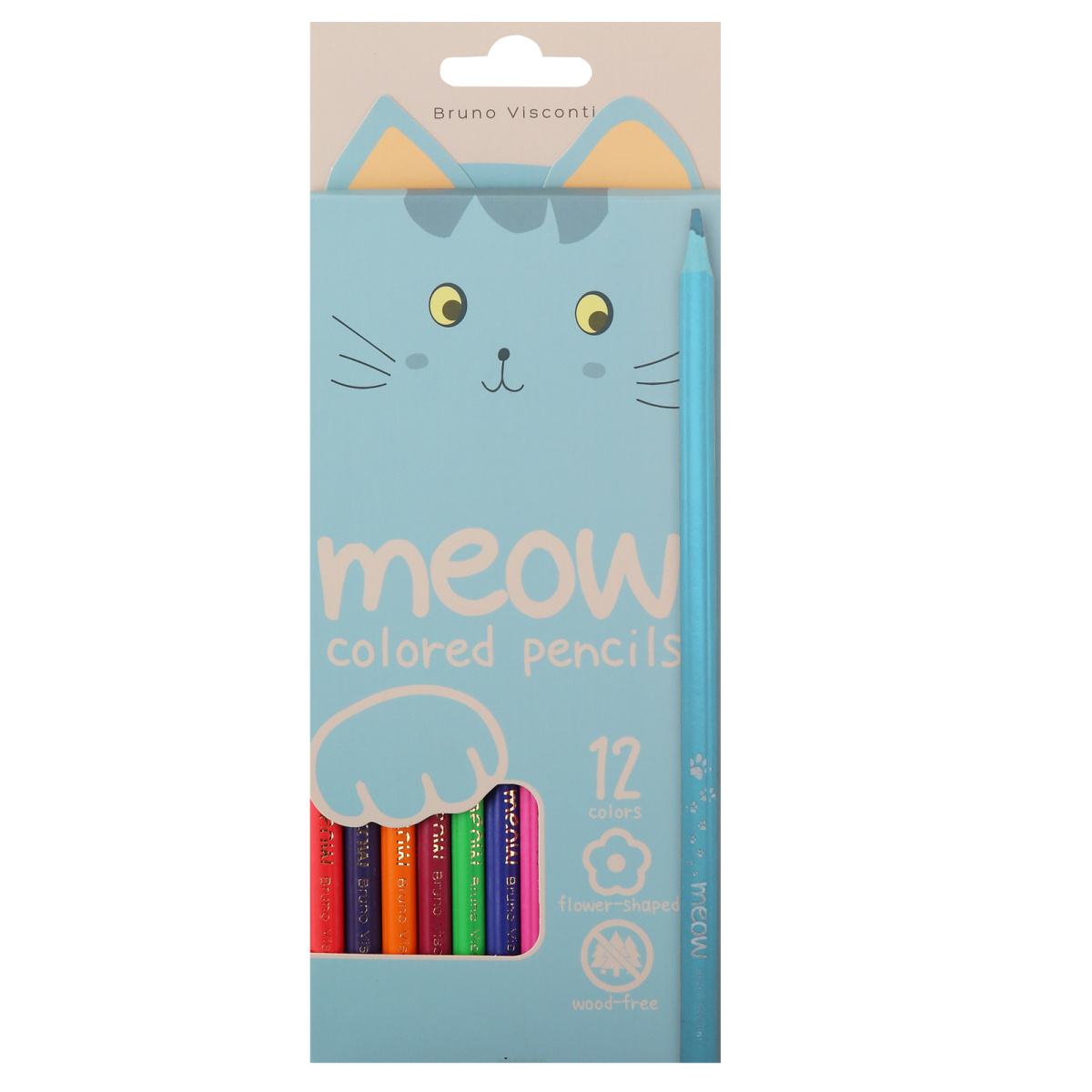 Карандаши цветные 12 цв пластик MEOW