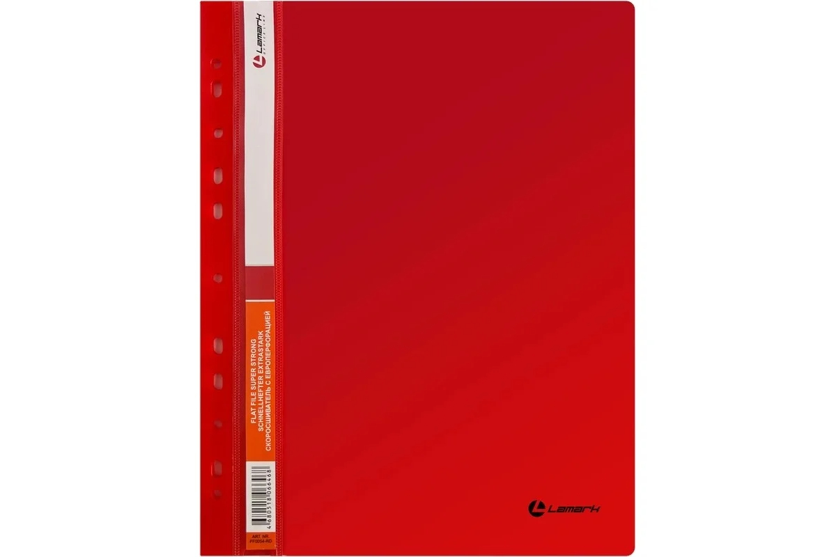 Папка-скоросшиватель верх прозрачный с перф красная 0.35мм