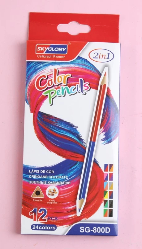 Карандаши цветные двустор 12шт/24цв SKYGLORY  в пласт корпусе