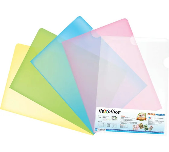 Папка-уголок 1 отд однотонная прозрачная Flexoffice A4 0,18мм