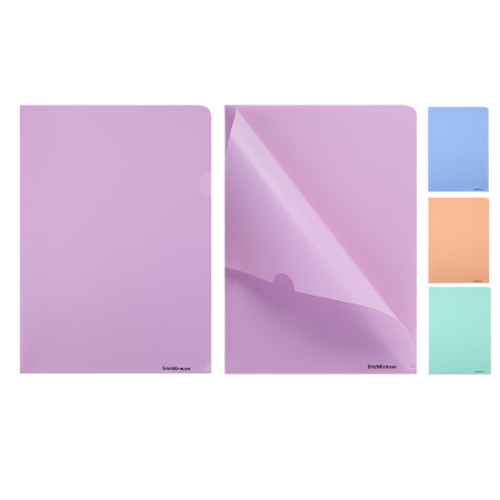 Папка-уголок 1 отд однотонная EK Matt Pastel 0.18мм ассорти