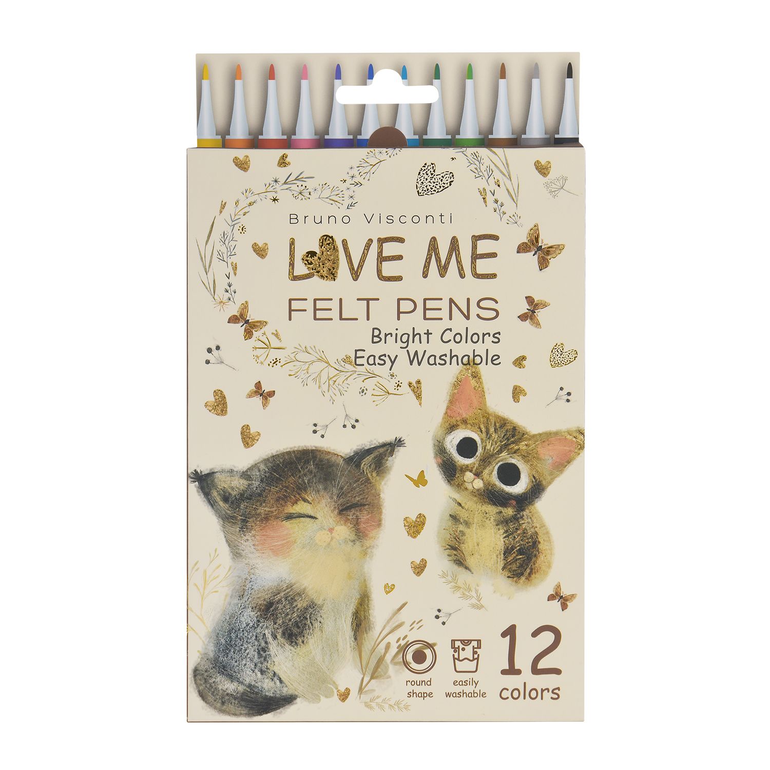 Фломастеры 12 цв LOVE ME. Милый котик