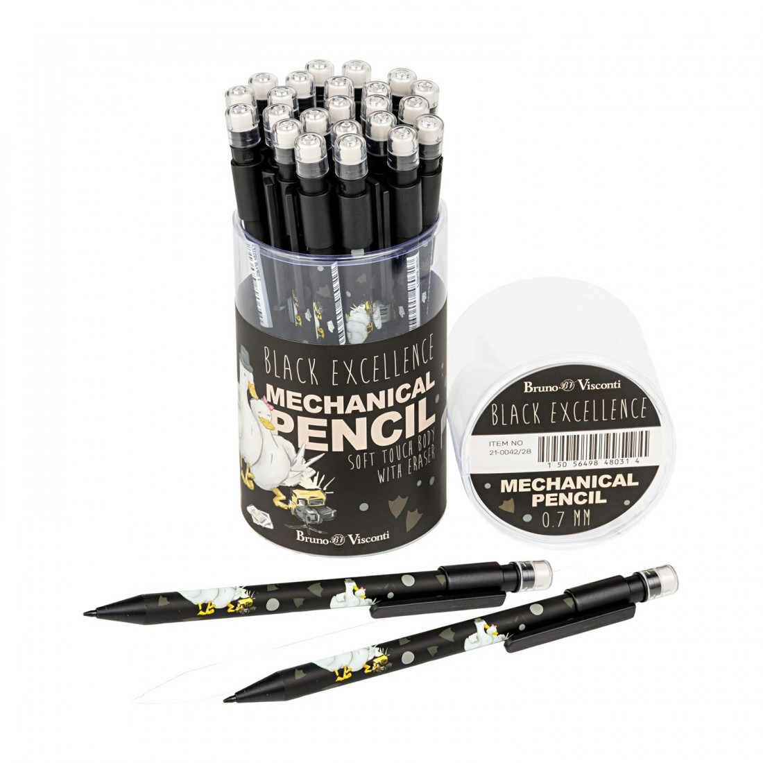 Карандаш мех. 0.7мм BV Black Excellence.Гуси  с/ластиком