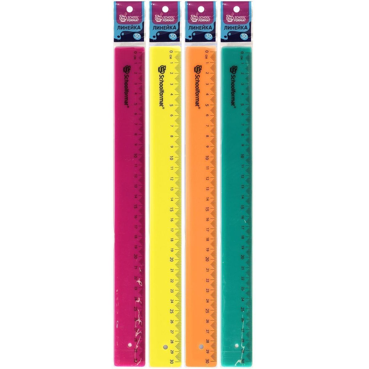 Линейка пласт. 30 см непрозр цветная неон