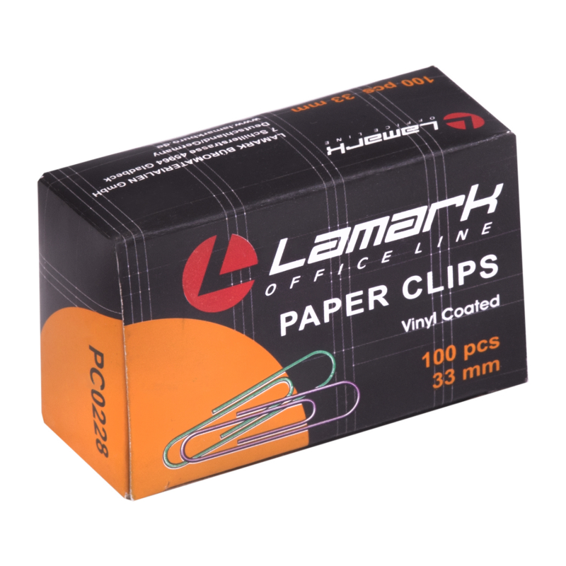 Скрепки 33мм 100шт Lamark цветн