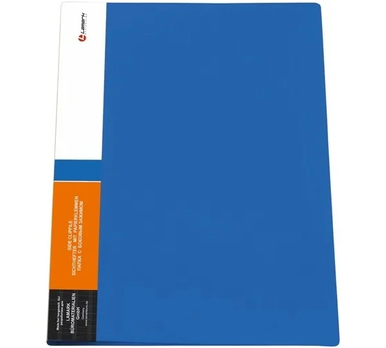 Папка с 1 прижимом Lamark 17мм синяя карман на корешке