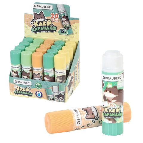 Клей-карандаш 15гр Brauberg Милые коты