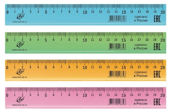Линейка пласт. 20см непрозрачная пастельн цвета