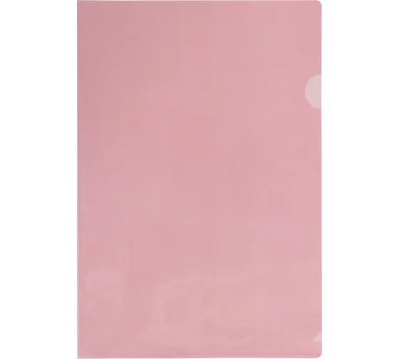 Папка-уголок 1 отд однотонная розовая Flexoffice A4 0,18мм