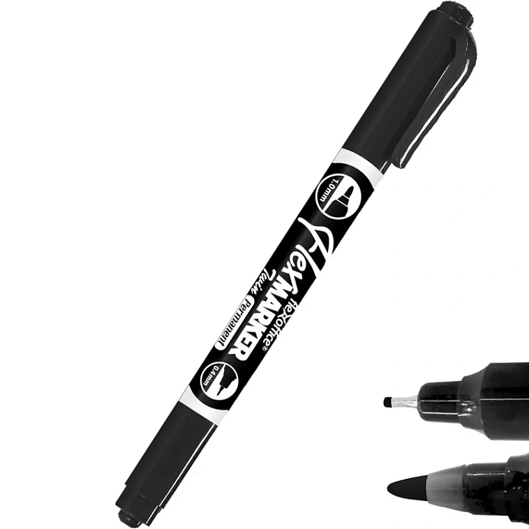 Маркер перм. черный 0,4-1мм  Flexoffice двусторонний