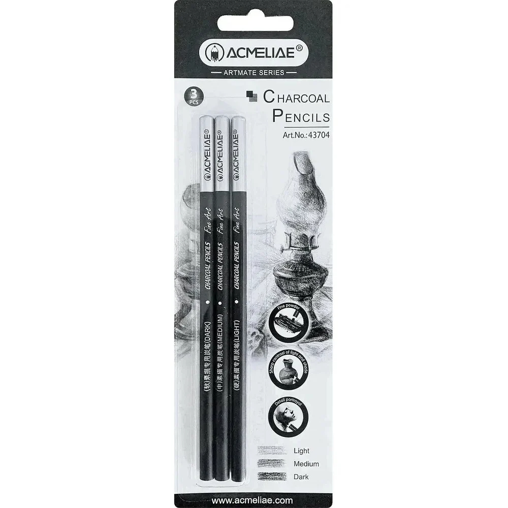 Карандаши угольные 3шт ACMELIAE блистер