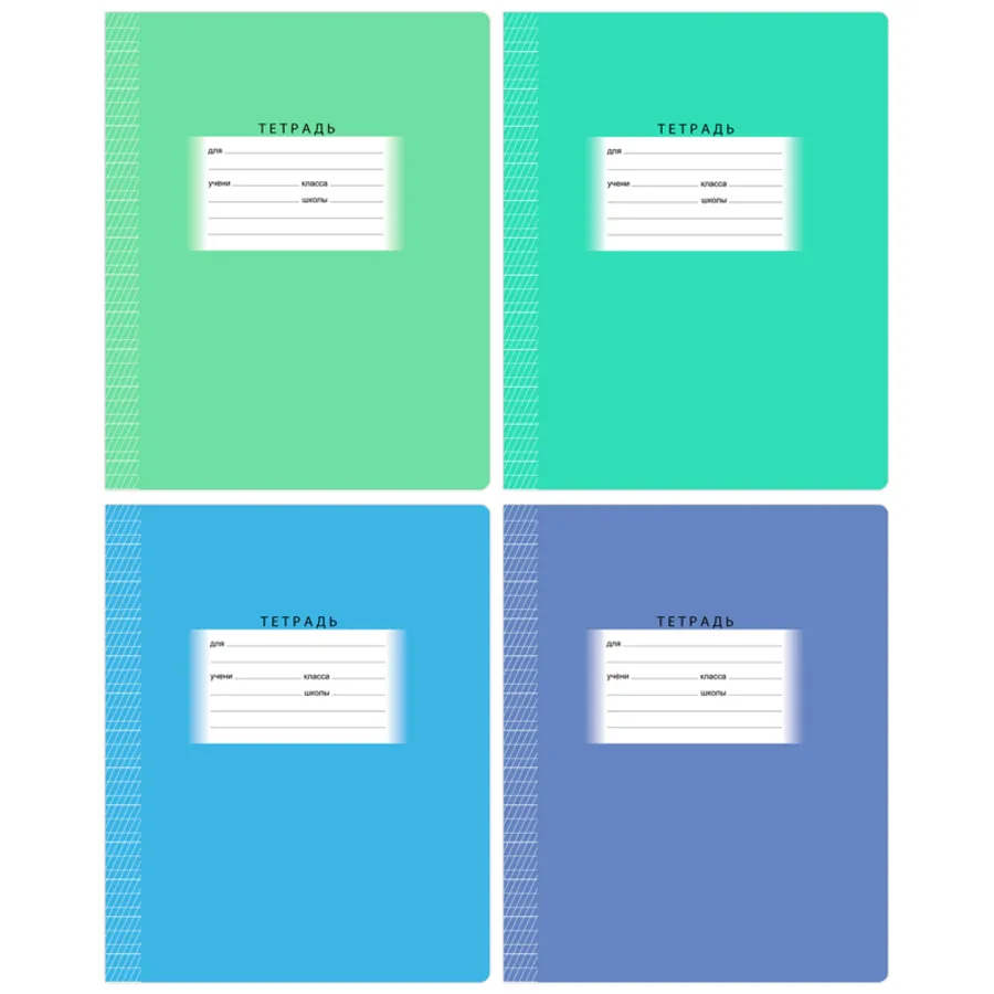 Тетрадь 12л линейка косая частая Однотонная Минимализм ассорти