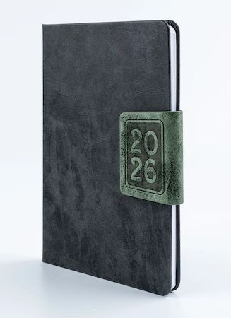 Ежедневник А5 2026 СИЦИЛИЯ черный+зеленый клапан