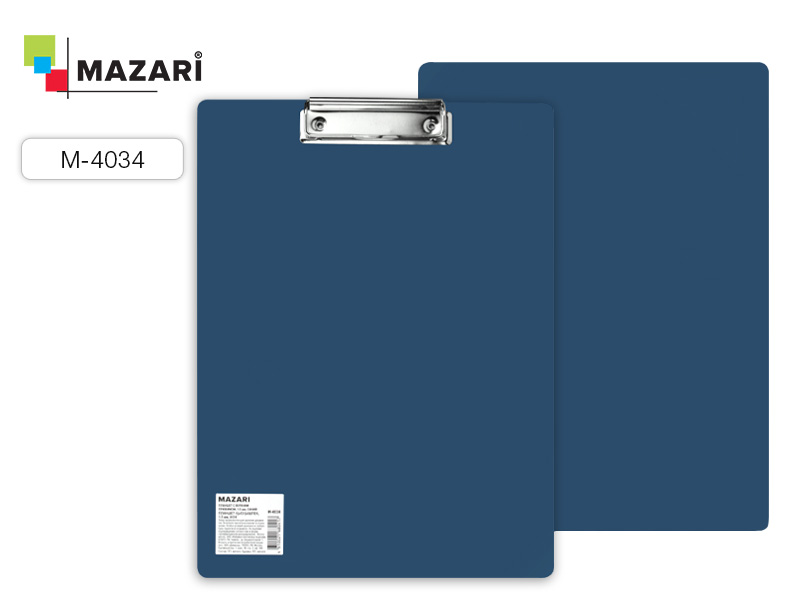 Папка-планшет А4 одинарный синий 1,5мм