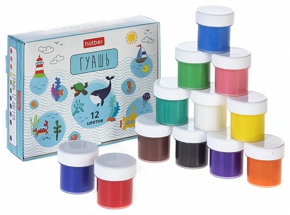 Гуашь 12цв Hatber Deep Forest к/к  10мл