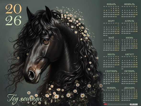 Календарь листовой 2026 А2 Год Лошади
