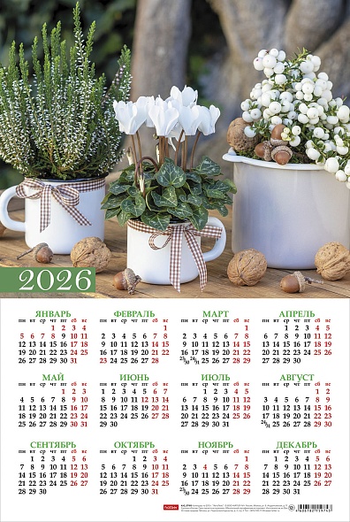 Календарь листовой 2026 А3 Цветы для души