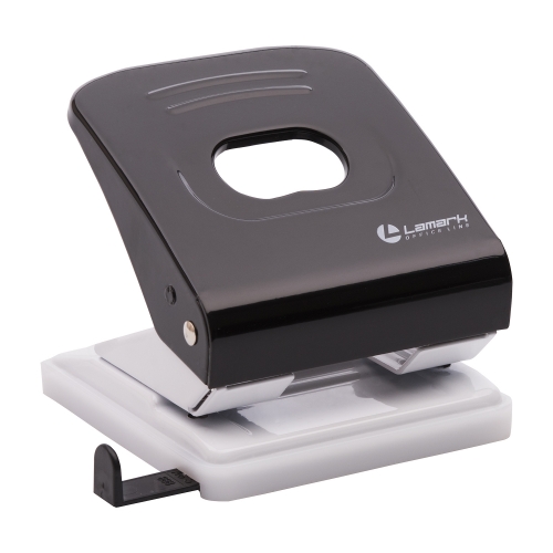 Дырокол 30л Lamark Mettallic металл черный с линейкой