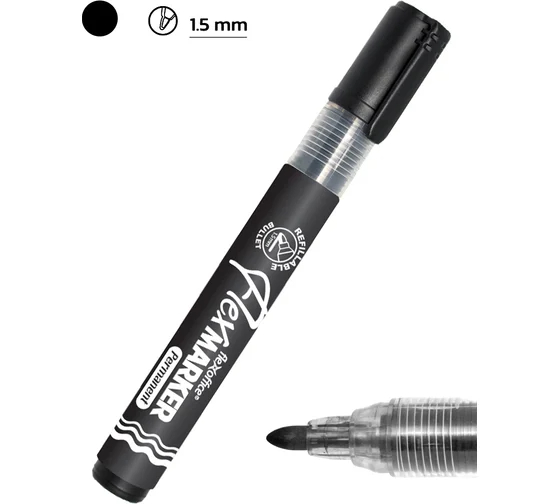 Маркер перм. черный Flexoffice 1,5мм