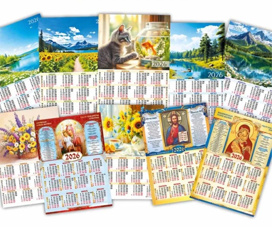Календарь листовой 2026 А2 ассорти