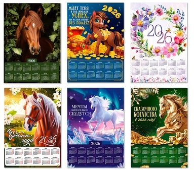 Календарь листовой 2026 А4 ассорти