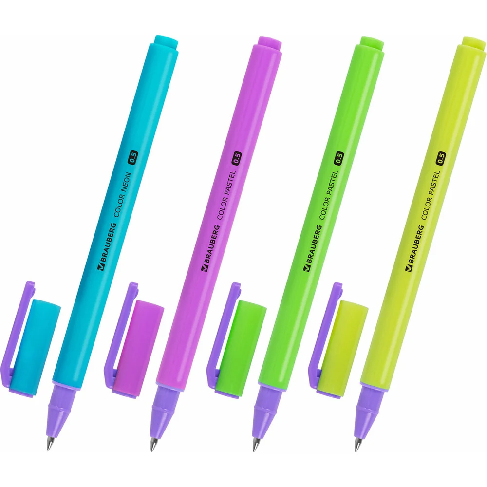 Ручка гелевая черная Brauberg COLOR NEON 0.5мм