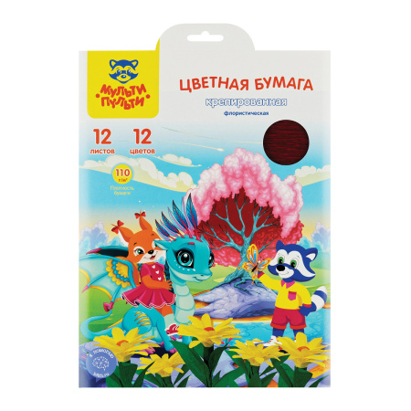 Цв. бумага А4 12л 12цв креп Мульти-Пульти Енот в сказке