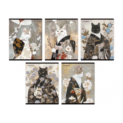 Тетрадь 48л кл Японский кот 65 г/м2