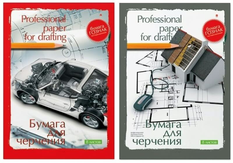Папка для черчения А3 б/рамки 8л 160гр ассорти