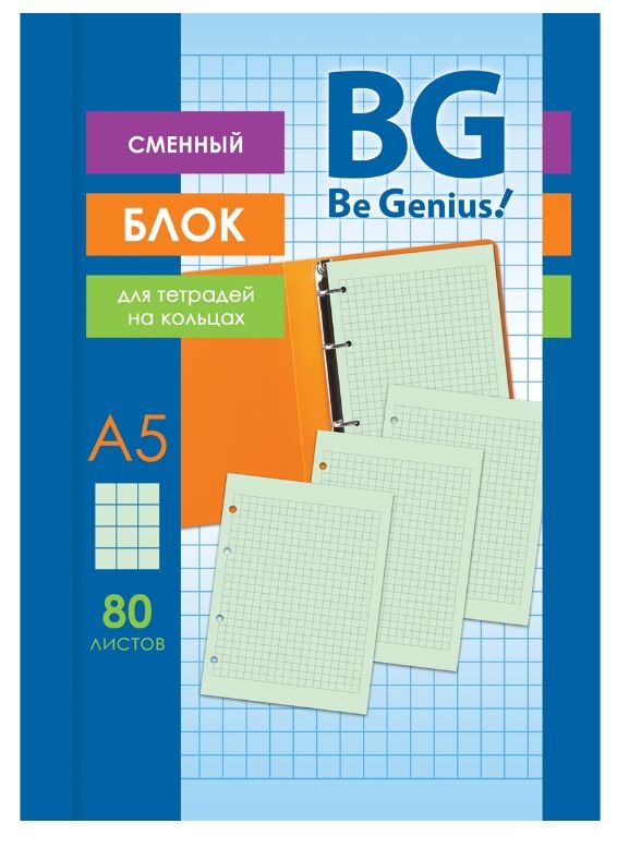 Блок сменный для тетради А5 80л клетка BG