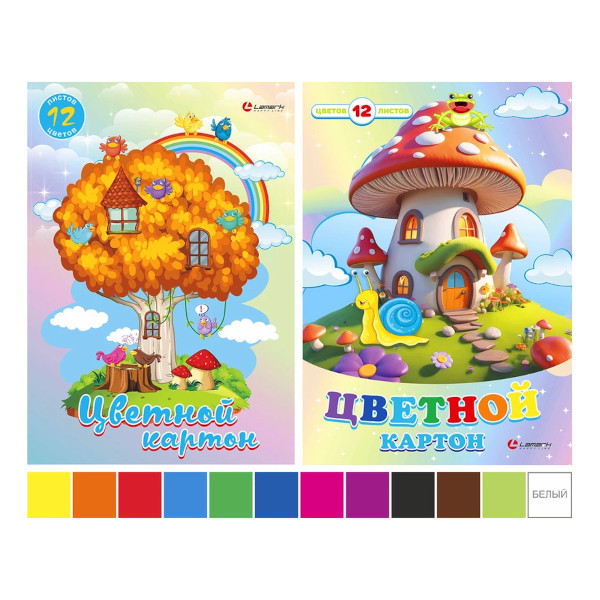 Картон цветной А4 12л 12цв немел Lamark Сказки