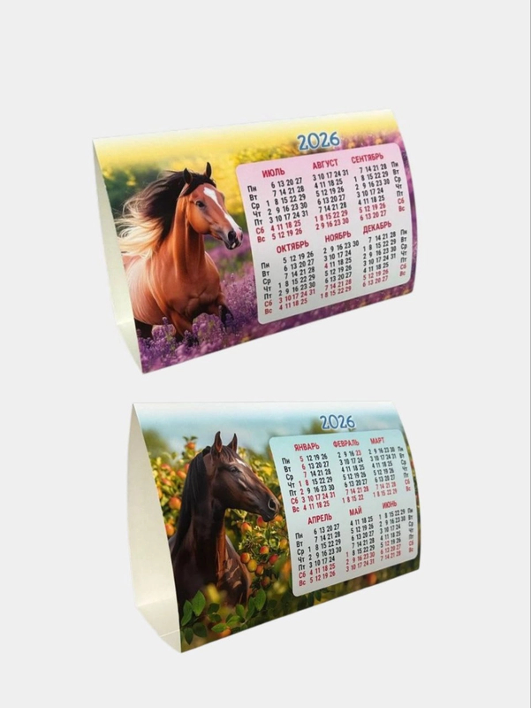 Календарь настольный 2026 (домик) Год лошади. Жеребята. Календарь природы