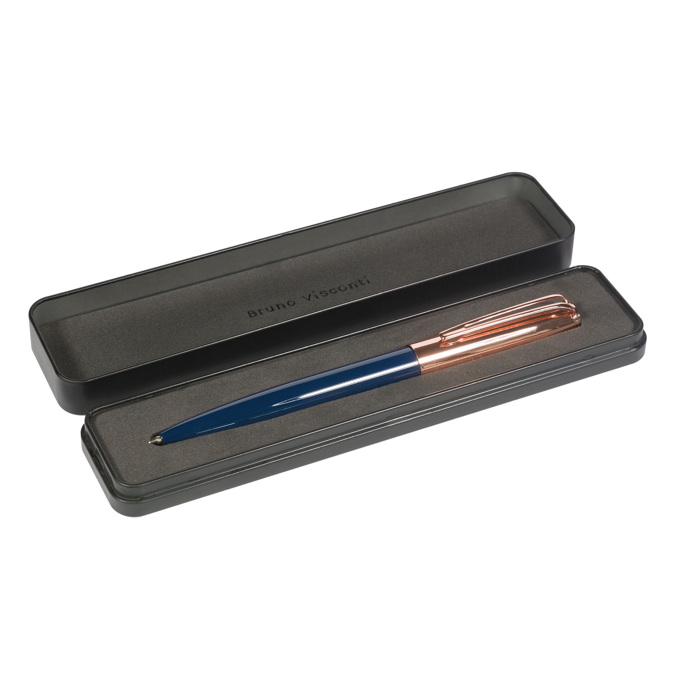 Ручка подар шар BV Napoli 1.0 мм, синяя (корпус син и роз зол, футляр черный)