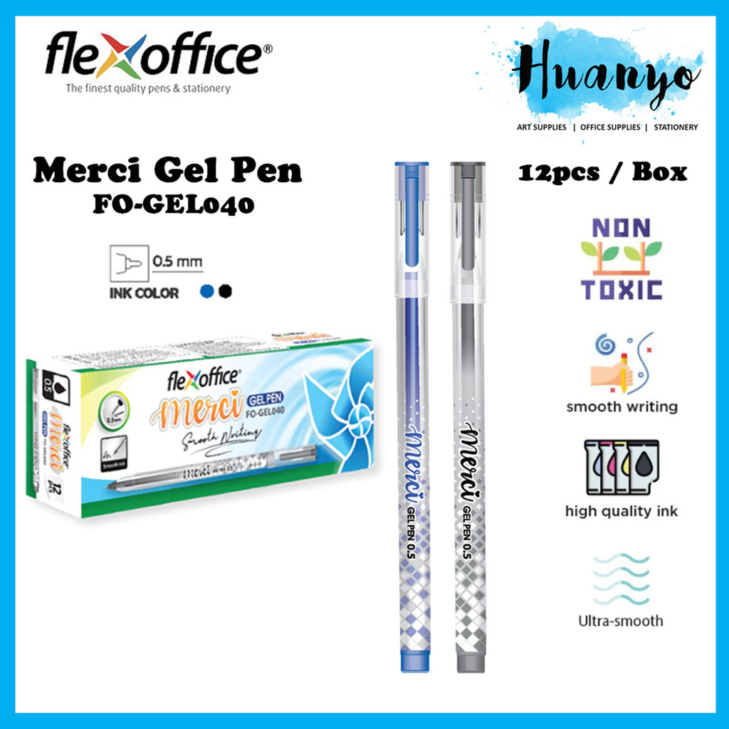 Ручка гелевая черная Flexoffice Merci 0,5мм
