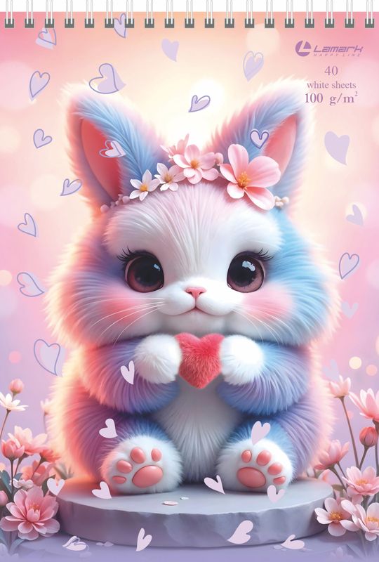 Скетчбук А5 40л спир Пушистый зайчик 100г/м2