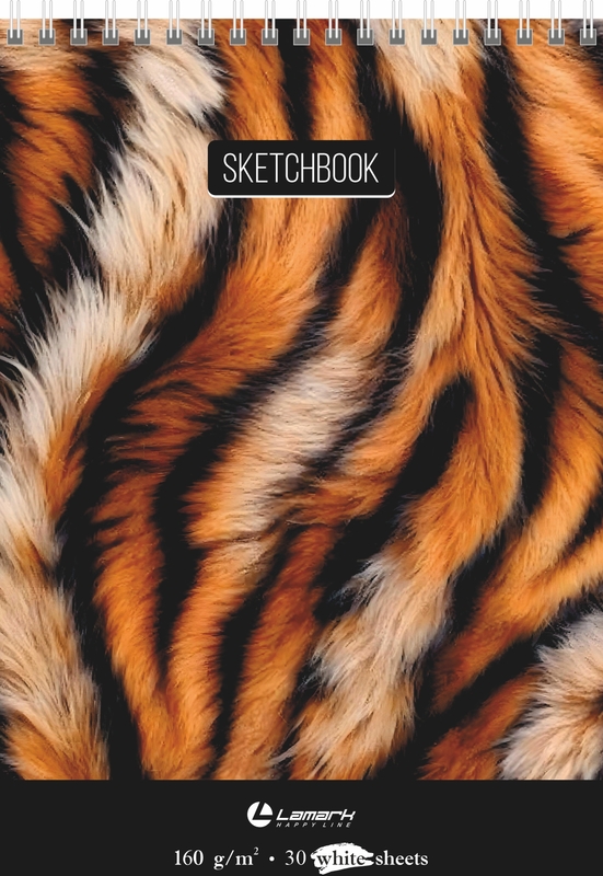 Скетчбук А5 30л спир Тигровый принт 160г/м2
