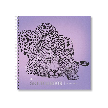 Скетчбук 200*200мм 50л тв спир Леопард 100 г/м2