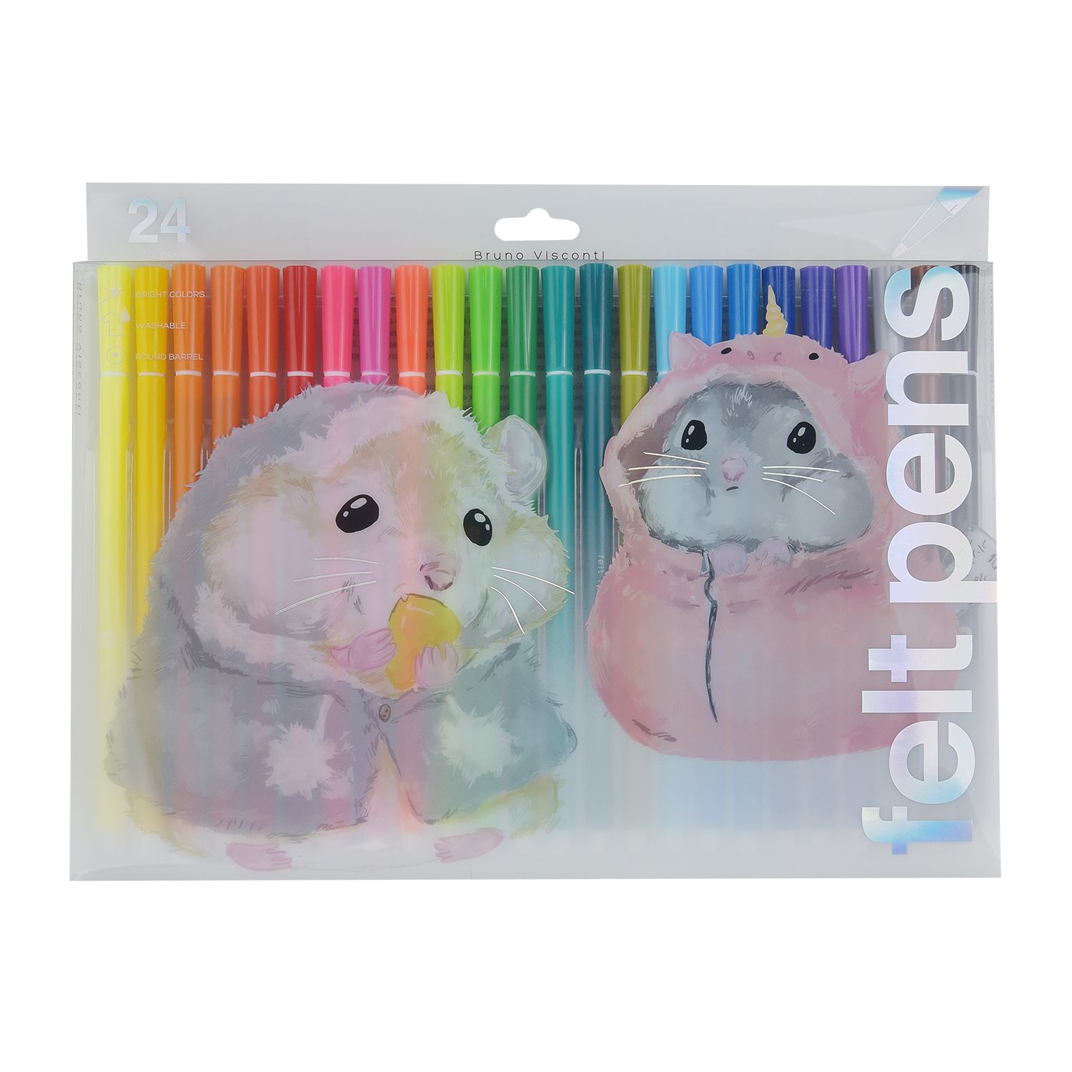 Фломастеры 24 цв BV CUTE FRIENDS. Хомяки